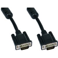Black and silver 1m SVGA VGA cable with D-Sub connectors and ferrite cores.