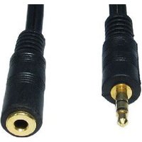 Black 2m Cables Direct 3.5mm audio cable, male to female connectors, gold-plated tips.