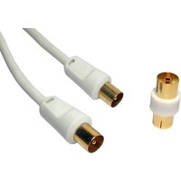 White 10m coaxial cable with gold-plated connectors, includes additional adapter, by Cables Direct.