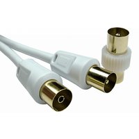 White coaxial cable 2 m with gold-plated connectors, includes additional adapter, by Cables Direct.