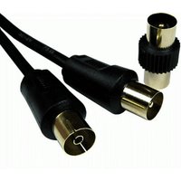 Black coaxial cable 2 m with gold-plated connectors, includes additional adapter, by Cables Direct.