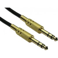 Black audio cable 5m with gold 6.35mm connectors, textured grips by Cables Direct.