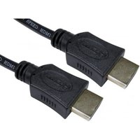 Black HDMI cable 1m with standard Type A connectors, Cables Direct branding on connectors.