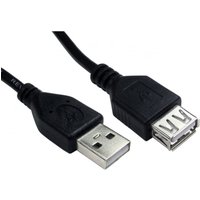 Black 5m USB 2.0 cable with USB A male and female connectors, by Cables Direct.