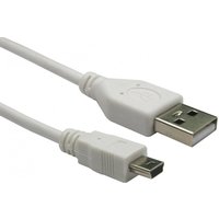 White USB 2.0 cable, 0.5m, with USB A and Mini-USB B connectors by Cables Direct.