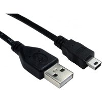 Black USB 2.0 cable, 1m length, with USB A to Mini-USB B connectors, by Cables Direct.