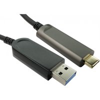 Black USB 3.2 Gen 1 cable, 10m, with USB A and USB C connectors, sleek design by Cables Direct.