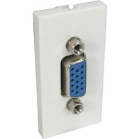 White VGA socket-outlet with blue connector and metal screws, rectangular design by Cables Direct.