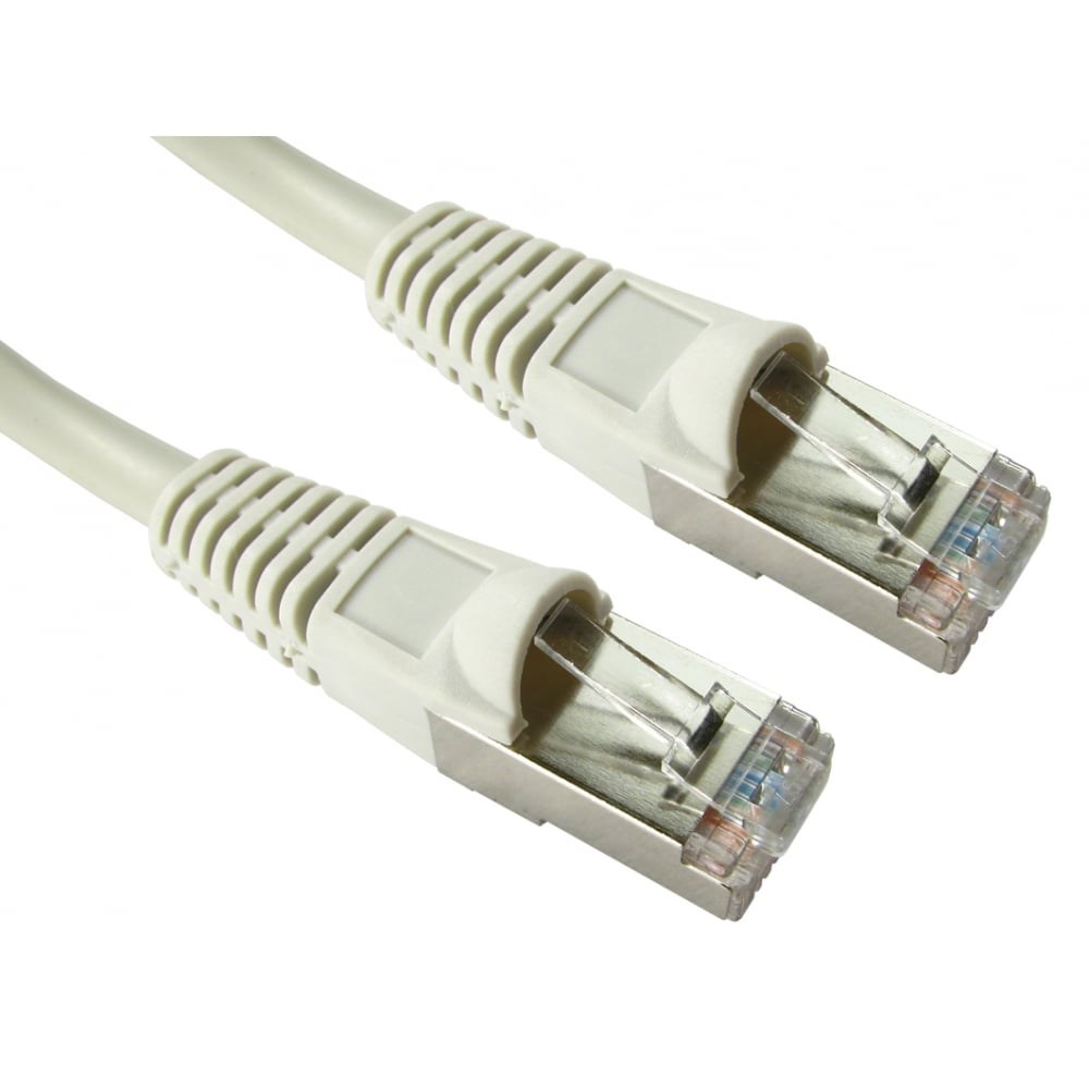 Grey 0.5 m Cat5e F/UTP networking cable featuring two clear plastic connectors with metal tabs and a flexible, durable outer sheath.