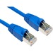Blue 30m Cat6 FTP networking cable with F/UTP shielding, featuring clear plastic connectors on both ends for secure connections.