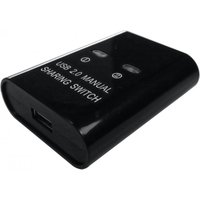 Black Cables Direct CDL USB 2.0 Switch with two ports and labeled buttons on top surface.