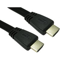 Black 3m HDMI cable with flat design, gold-plated connectors, and standard Type A ends.