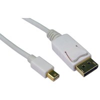 White 3m Mini DisplayPort to DisplayPort cable with gold-plated connectors and smooth, flexible jacket.
