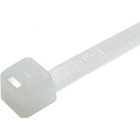 White nylon cable tie with ladder design, square locking head, and textured surface, pack of 100 by Cables Direct.