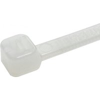 White nylon beaded cable tie by Cables Direct, square lock head, smooth finish, pack of 100.