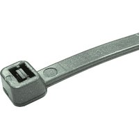 Silver nylon cable tie with ladder design, rectangular locking head, and smooth finish, 100 pieces.