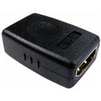 Black HDMI cable gender changer with rectangular shape and textured surface by Cables Direct.