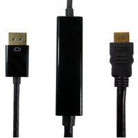 Black Cables Direct DisplayPort to HDMI adapter cable, 5 meters, with gold-plated connectors and rectangular inline housing.