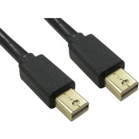 Black 2m Mini DisplayPort cable by Cables Direct with gold-plated connectors and black plastic casing.