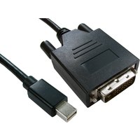 Black 2m Mini DisplayPort to DVI-D cable with rectangular connectors, one with pins and the other with a smaller plug.