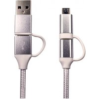 White USB 2.0 cable, 1m length, with USB-C connector, metallic connectors, and braided exterior by Cables Direct.