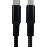 Black USB 3.2 Gen 2 USB-C cable, 1m length, braided texture, with durable connectors by Cables Direct.
