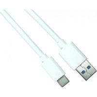 White 1m USB cable with USB A and USB C connectors, sleek design by Cables Direct.