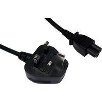 Black 1.8 m C5 coupler power cable with BS 1363 UK plug, three prongs, and molded connectors.