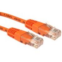 Orange Cat5e U/UTP networking cable, 0.25m, with clear RJ45 connectors, by Cables Direct.