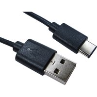 Black 1m USB Type C to USB A cable by Cables Direct, featuring durable connectors and sleek design.