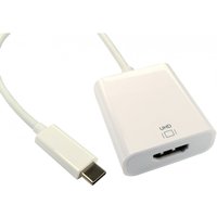 White Cables Direct USB Type-C to HDMI adapter, 0.15 m cable, rectangular HDMI port, compact design.