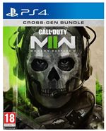Cover art for "Call of Duty: Modern Warfare II" featuring a soldier with a skull mask, green accents, and the PlayStation 4 logo, marked as a cross-gen bundle for ages 18 and up.