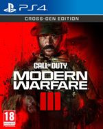 Cover art for "Call of Duty: Modern Warfare III" featuring a soldier in a dark red and black background, with bold white text and the PlayStation 4 logo at the top.