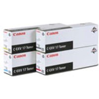 Canon C-EXV17 cyan toner box, white with black and blue accents, for Canon IR, 30K pages yield.