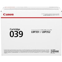 Canon 039 toner cartridge box, white with red Canon logo, black text for LBP351/352 printers.