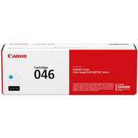 Canon 046 Original Cyan toner cartridge in white and red box with product details and Canon logo.