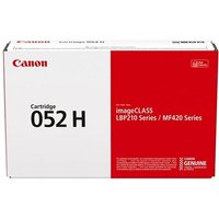 Canon 052 H toner cartridge box, white with red side panel, black text and Canon logo.
