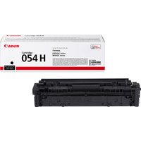 Canon 054 H black toner cartridge with white packaging, red Canon logo, and model number prominently displayed.