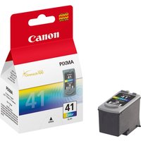 Canon CL-41 color printhead cartridge in blister pack with red top, rainbow graphics, and black cartridge body.
