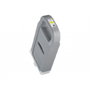 Canon PFI-1700Y Yellow ink cartridge, 700ml, featuring a gray plastic body with a handle, labeled with yellow and black identification tags on the top.
