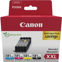 Canon 1998C007 ink cartridge set, black, cyan, magenta, yellow, in red box with XXL label and savings text.