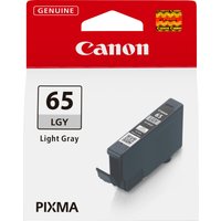 Canon CLI-65 light gray ink cartridge with black casing and labeled top in red and white packaging.