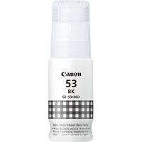 Black Canon GI-53BK ink bottle, 60ml, with white cap and checkered label for Canon printers.