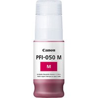Canon magenta ink cartridge PFI-050M, 70ml, white and pink cylindrical bottle with label.