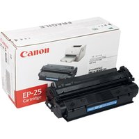 Black Canon EP-25 toner cartridge with packaging box featuring printer image and red label.