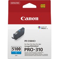 Canon cyan ink cartridge PFI-5100C, red and white box, for imagePROGRAF PRO-310, 5100C label visible.