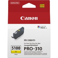 Yellow Canon PFI-5100Y ink cartridge in red and white packaging for imagePROGRAF PRO-310 printer.