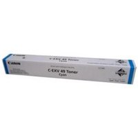 Canon C-EXV49 cyan toner cartridge in white box with blue accents, compatible with Canon IR-C 3320.