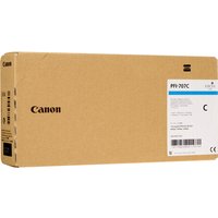 Canon PFI-707C cyan ink cartridge in brown box, labeled for Canon IPF 830, 700ml capacity.