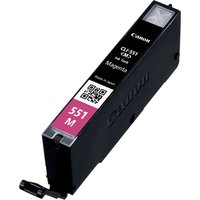 Black Canon CLI-551M magenta ink cartridge with QR code and pink label.